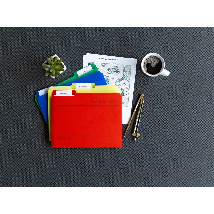 Top Tab Poly Colored File Folders, 1/3-Cut Tabs: Assorted, Letter Size, 0.75" Expansion, Assorted Colors,12/Pack