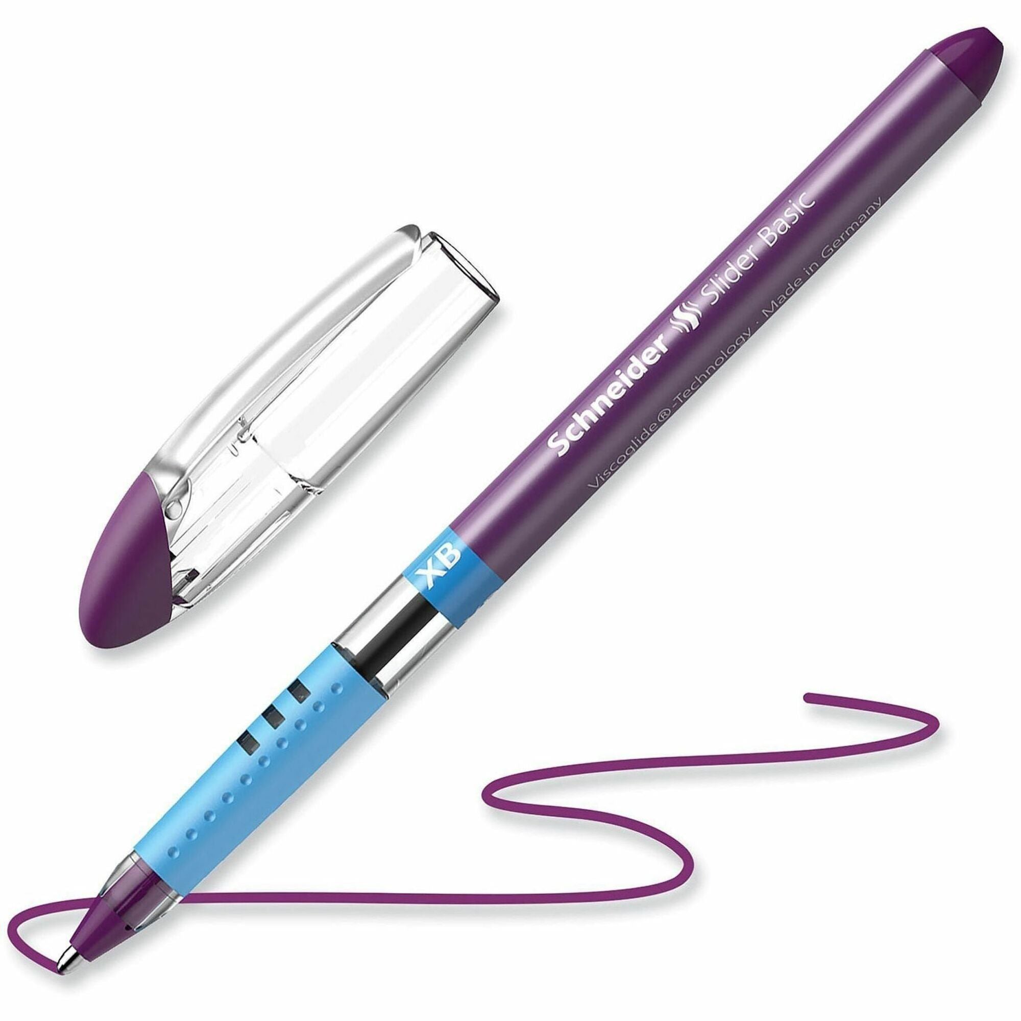 Slider Basic Ballpoint Pen, Stick, Extra-Bold 1.4 mm, Violet Ink, Violet Barrel, 10/Box
