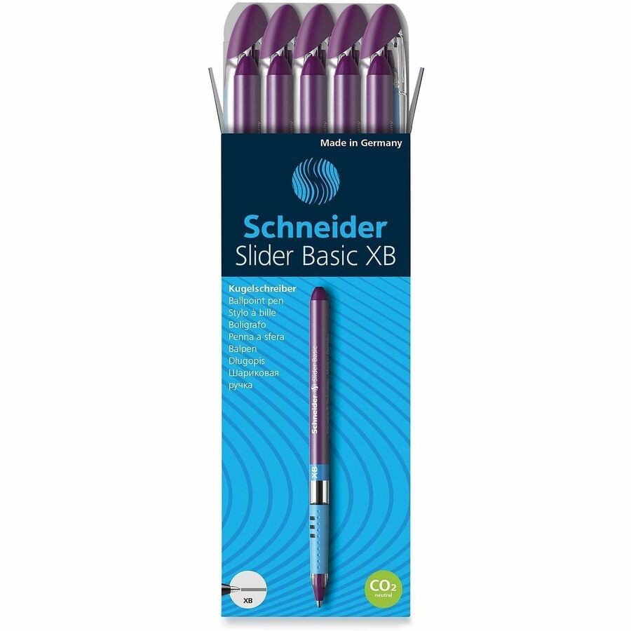 Slider Basic Ballpoint Pen, Stick, Extra-Bold 1.4 mm, Violet Ink, Violet Barrel, 10/Box