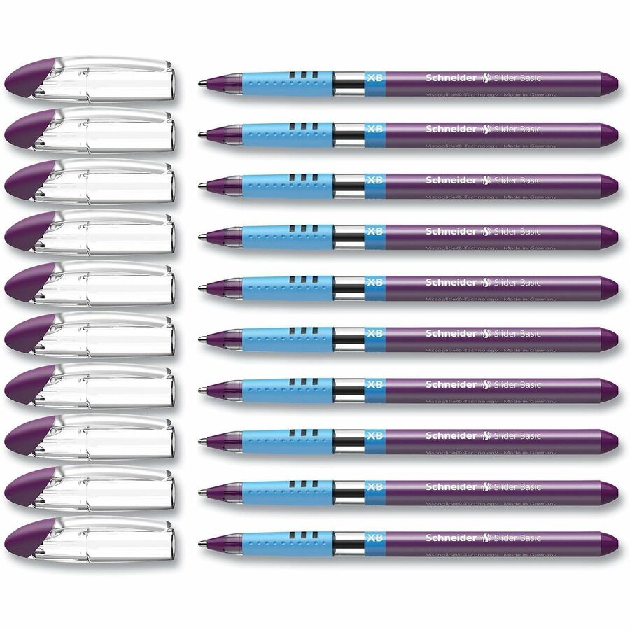 Slider Basic Ballpoint Pen, Stick, Extra-Bold 1.4 mm, Violet Ink, Violet Barrel, 10/Box