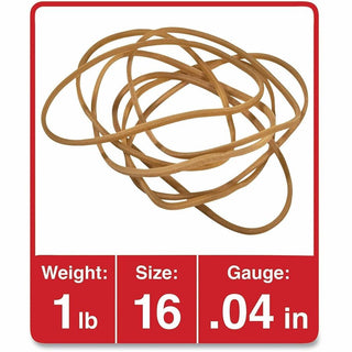 Rubber Bands, Size 16, 0.04" Gauge, Beige, 1 lb Box, 1,900/Pack