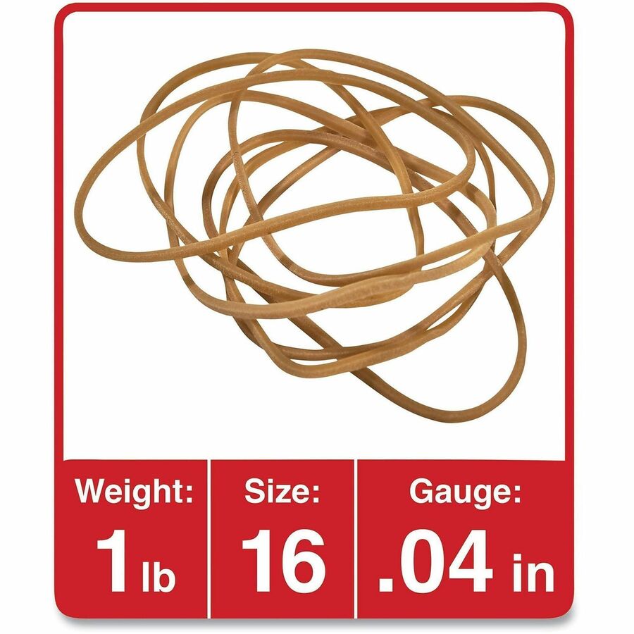 Rubber Bands, Size 16, 0.04" Gauge, Beige, 1 lb Box, 1,900/Pack
