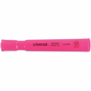 Desk Highlighters, Fluorescent Pink Ink, Chisel Tip, Pink Barrel, Dozen