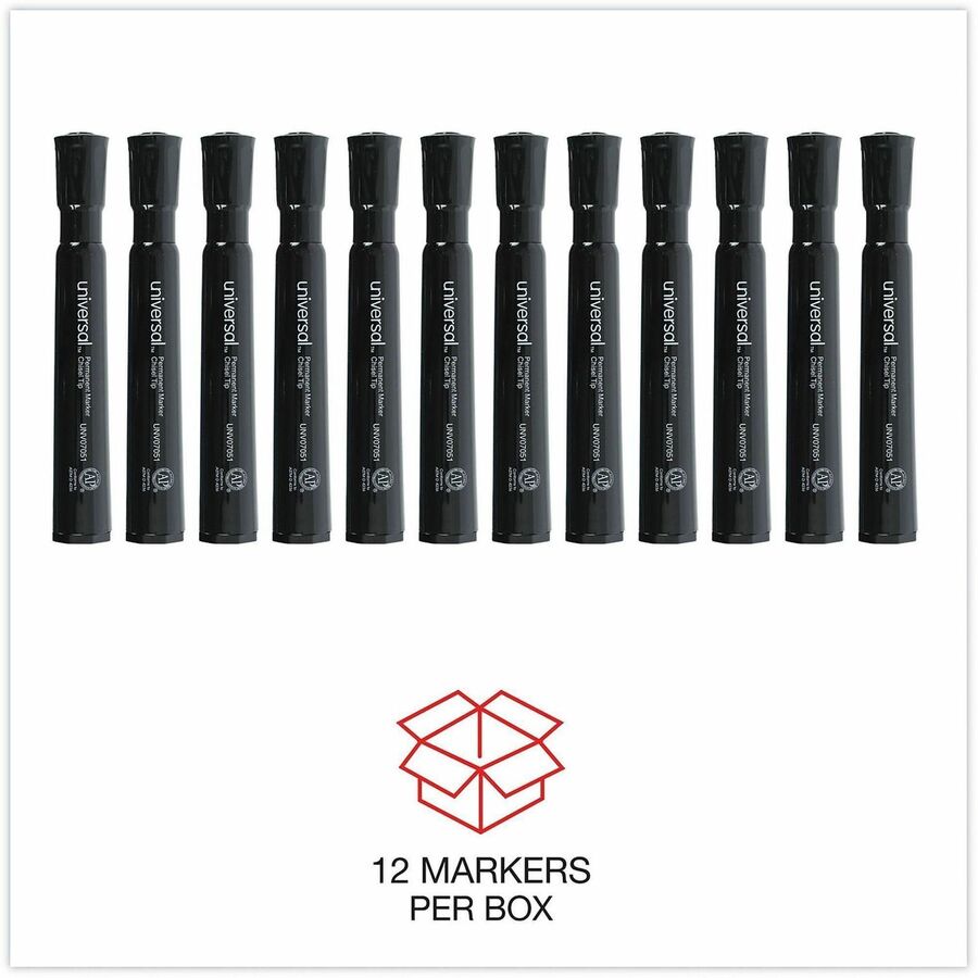 Chisel Tip Permanent Marker, Broad Chisel Tip, Black, Dozen
