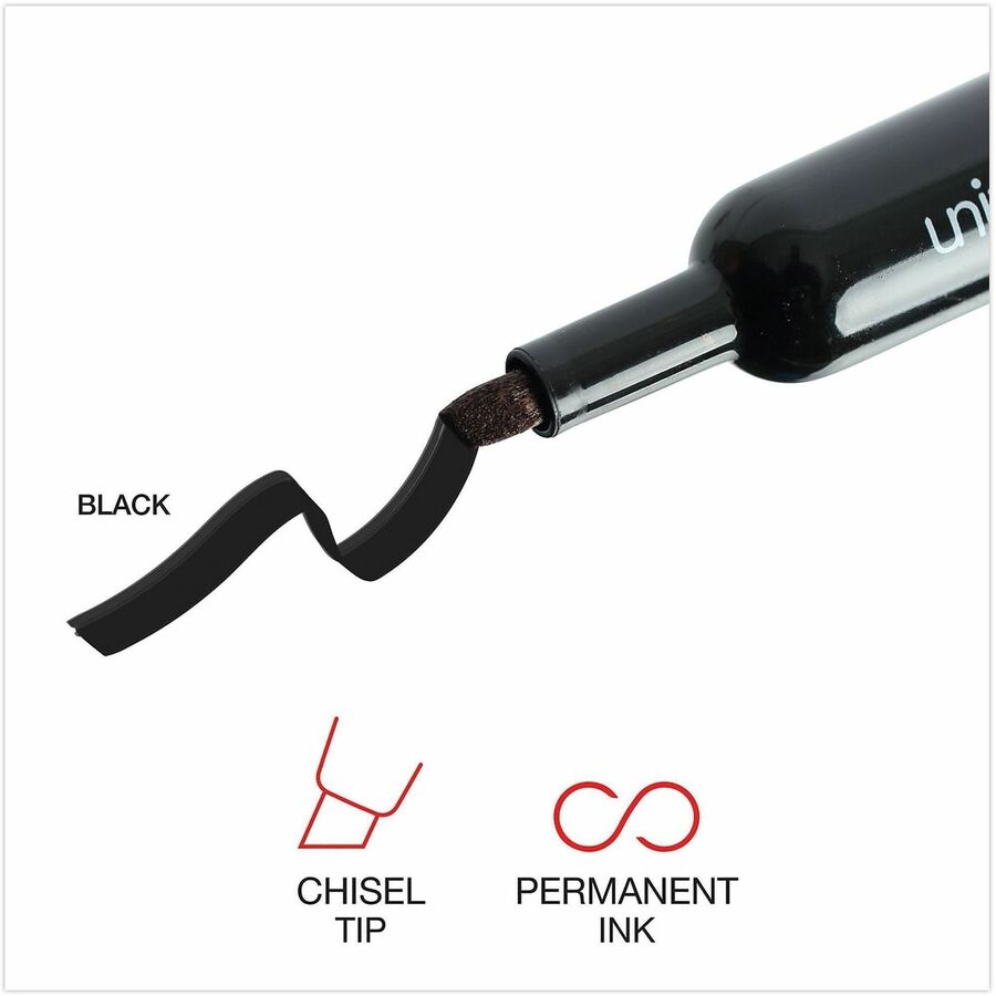 Chisel Tip Permanent Marker, Broad Chisel Tip, Black, Dozen