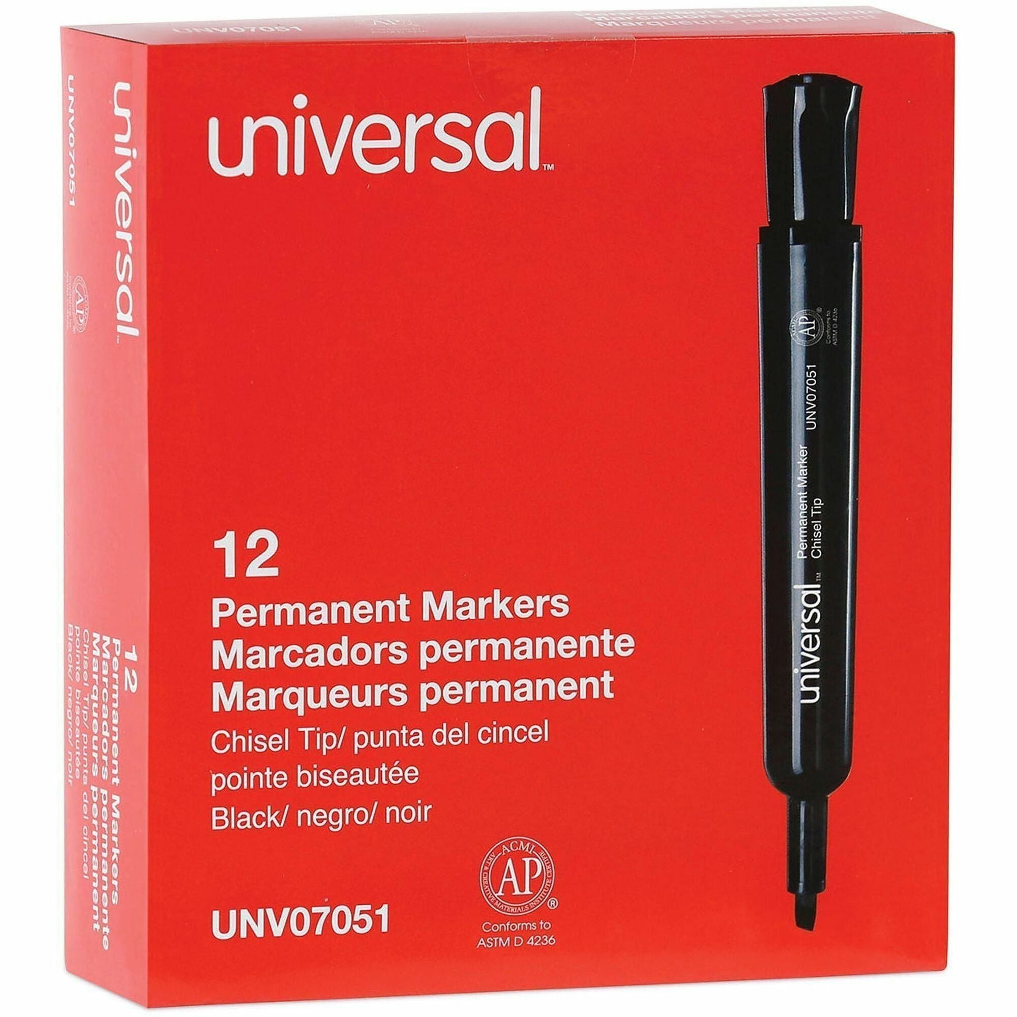 Chisel Tip Permanent Marker, Broad Chisel Tip, Black, Dozen