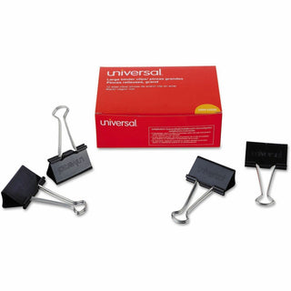 Binder Clips, Large, Black/Silver, 12/Box
