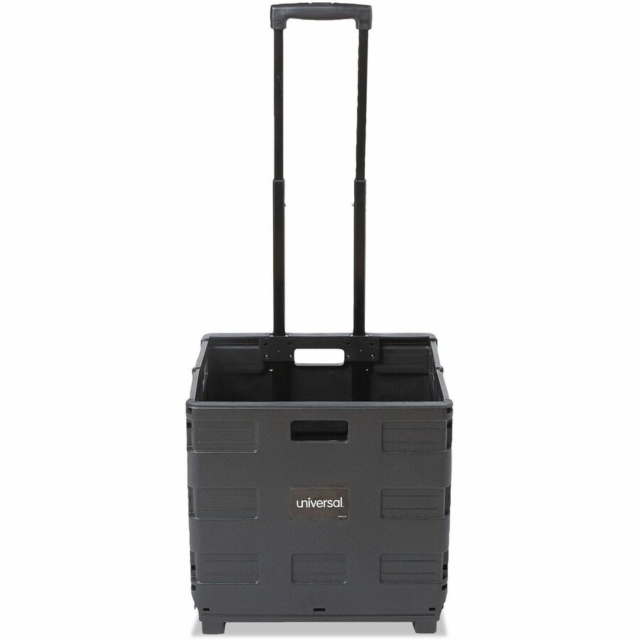 Collapsible Mobile Storage Crate, Plastic, 18.25 x 15 x 18.25 to 39.37, Black