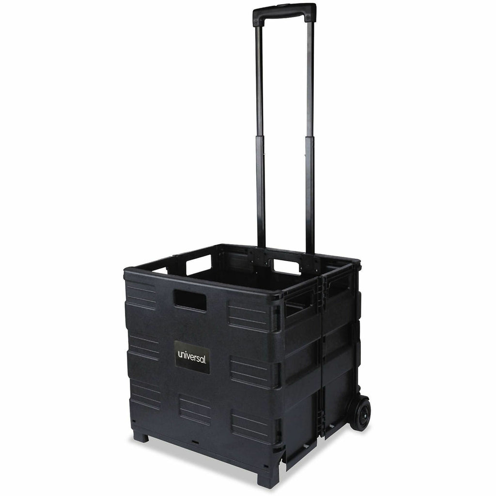 Collapsible Mobile Storage Crate, Plastic, 18.25 x 15 x 18.25 to 39.37, Black