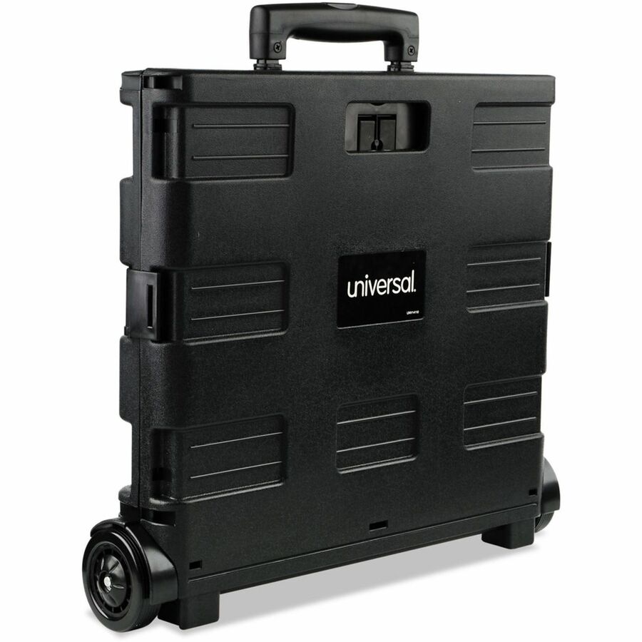 Collapsible Mobile Storage Crate, Plastic, 18.25 x 15 x 18.25 to 39.37, Black