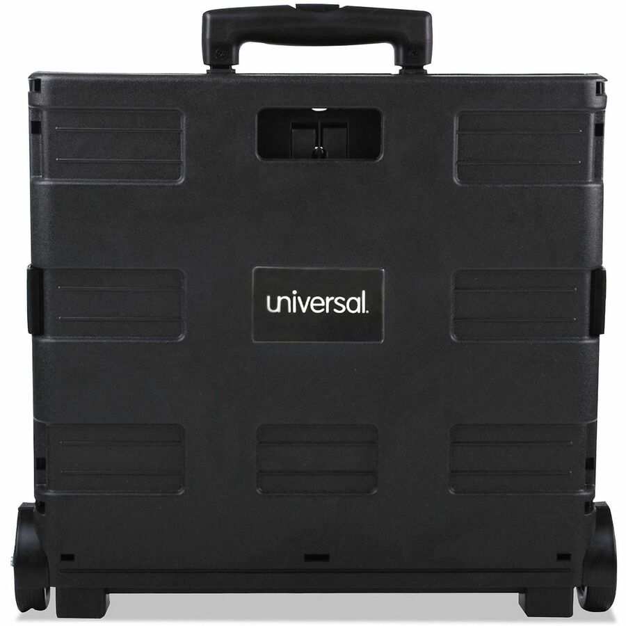 Collapsible Mobile Storage Crate, Plastic, 18.25 x 15 x 18.25 to 39.37, Black