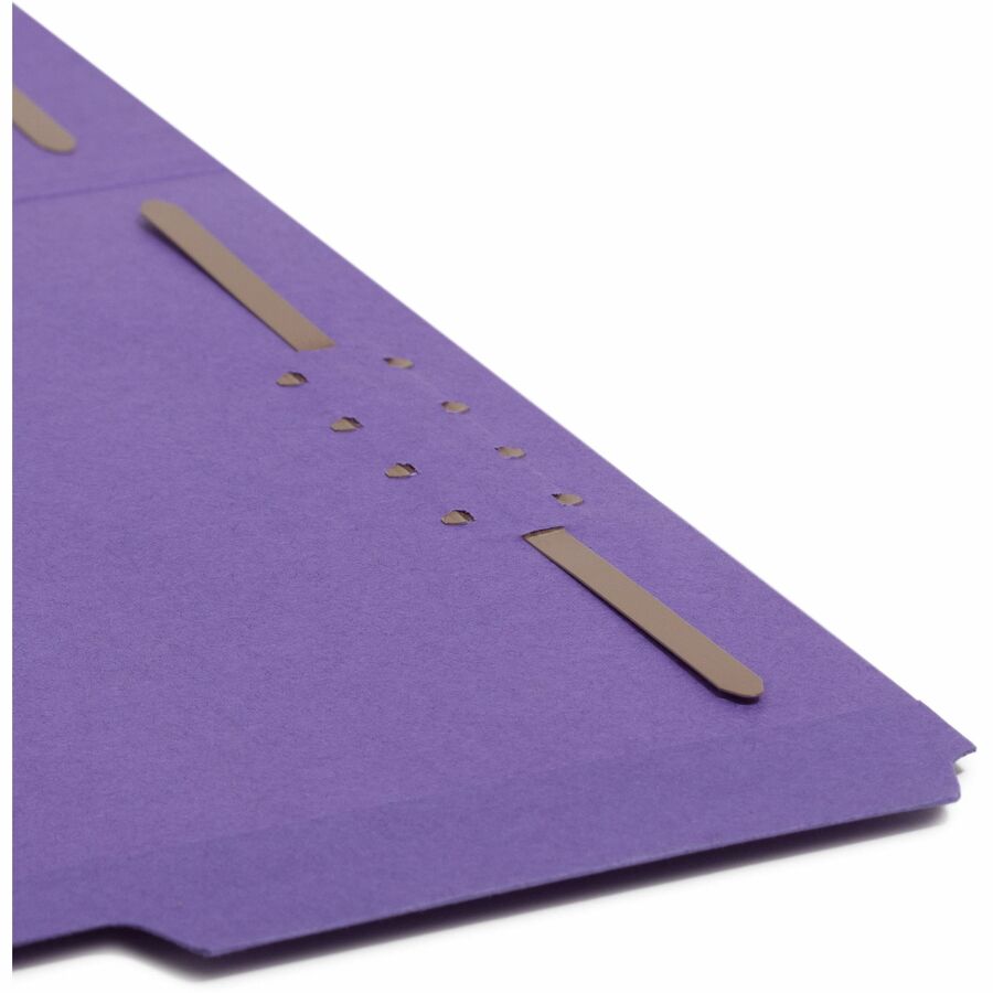 Top Tab Colored Fastener Folders, 0.75" Expansion, 2 Fasteners, Letter Size, Purple Exterior, 50/Box