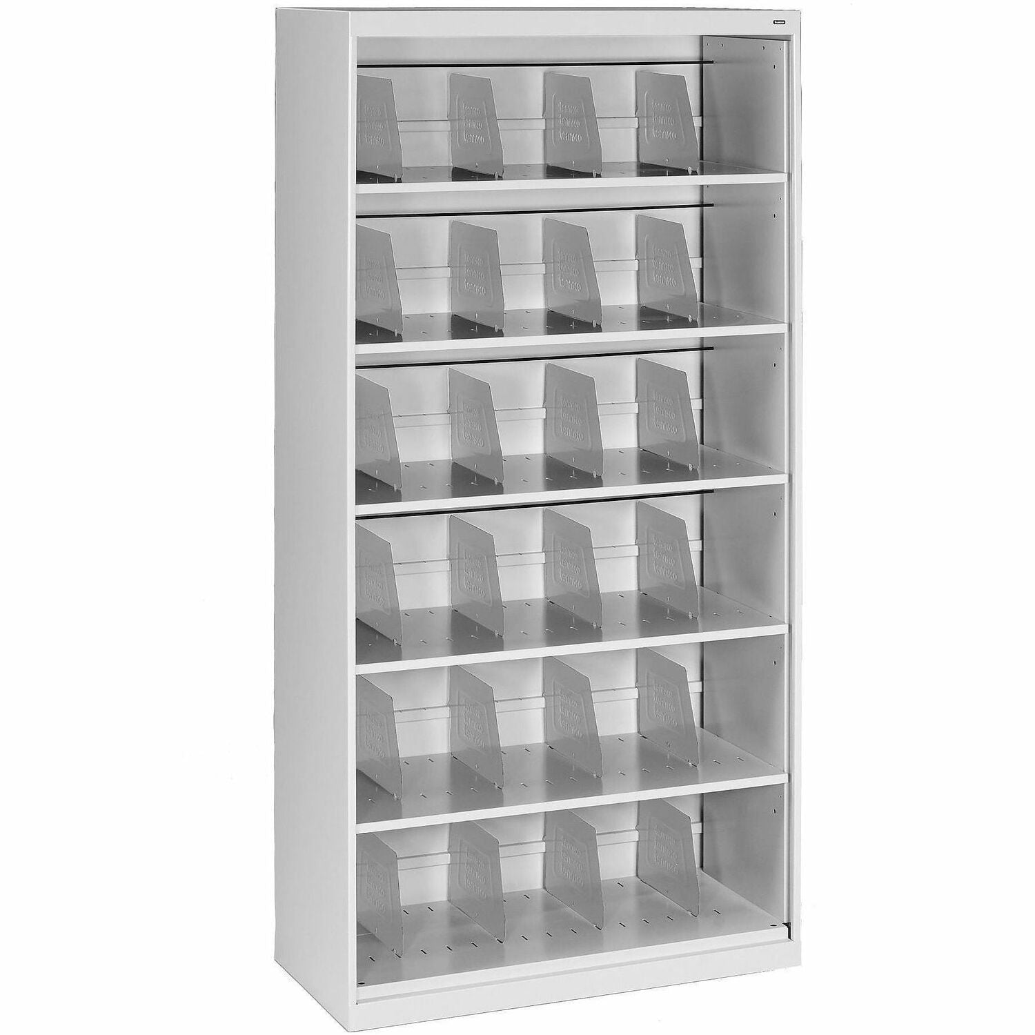 Fixed Shelf Open-Format Lateral File for End-Tab Folders, 6 Legal/Letter File Shelves, Light Gray, 36" x 16.5" x 75.25