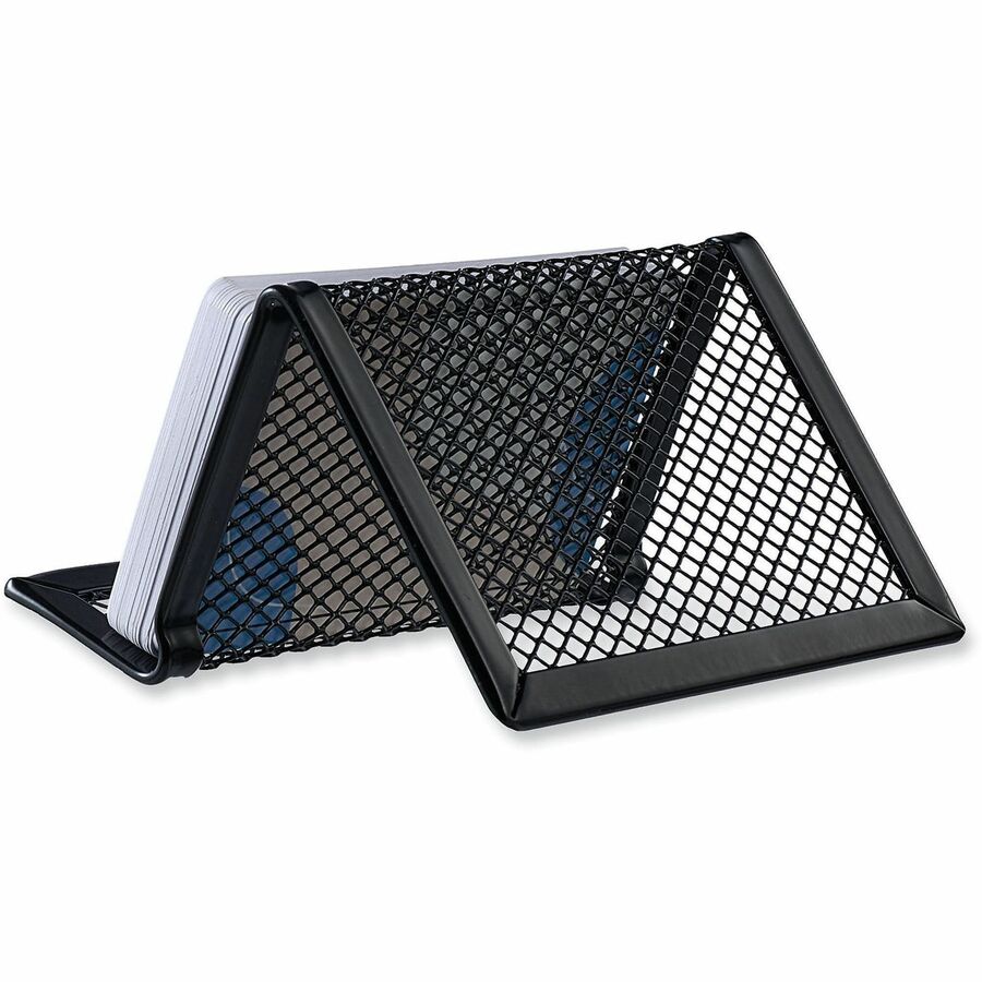 Mesh Metal Business Card Holder, Holds 50 2.25 x 4 Cards, 3.78 x 3.38 x 2.13, Black