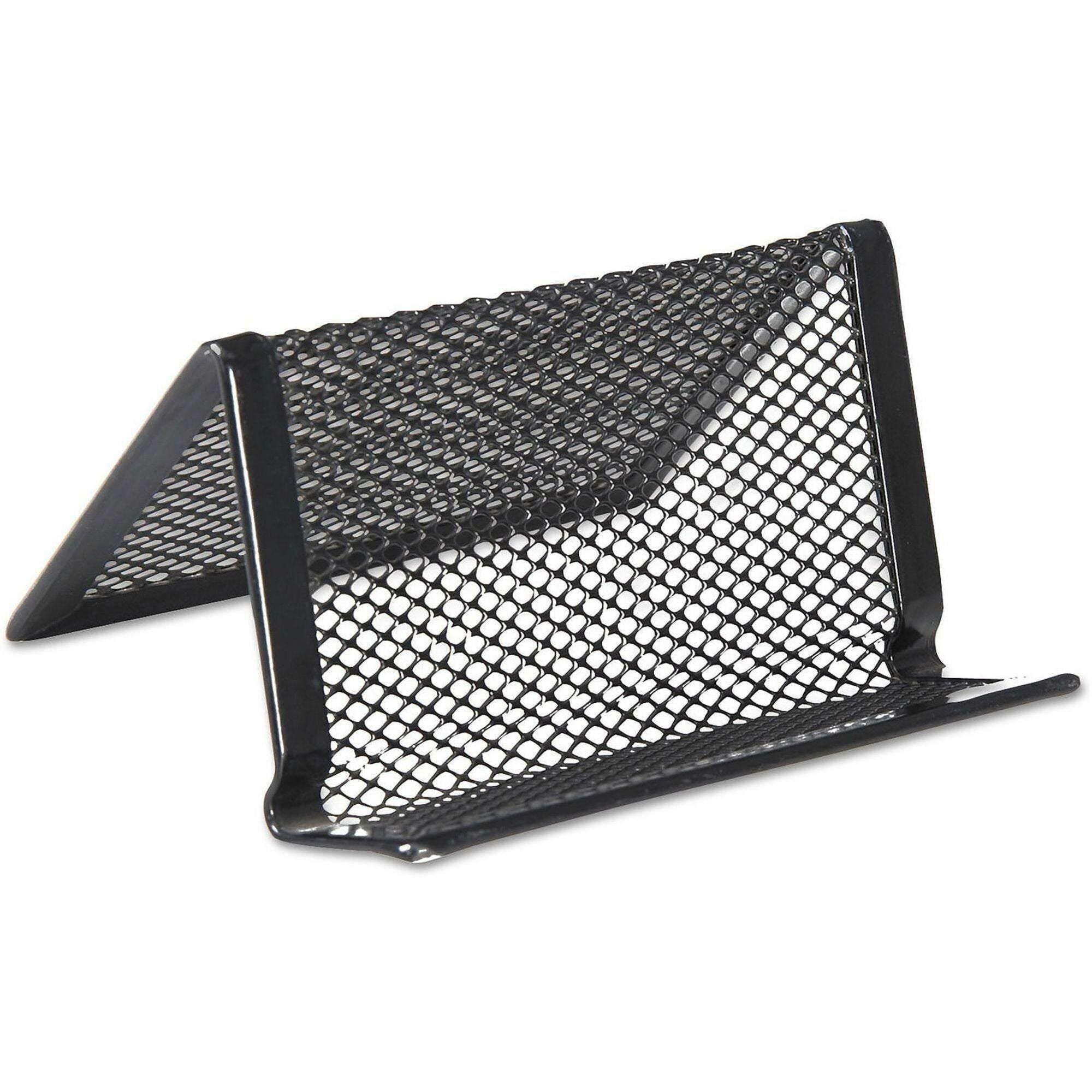 Mesh Metal Business Card Holder, Holds 50 2.25 x 4 Cards, 3.78 x 3.38 x 2.13, Black