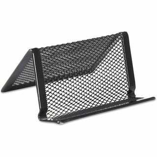 Mesh Metal Business Card Holder, Holds 50 2.25 x 4 Cards, 3.78 x 3.38 x 2.13, Black