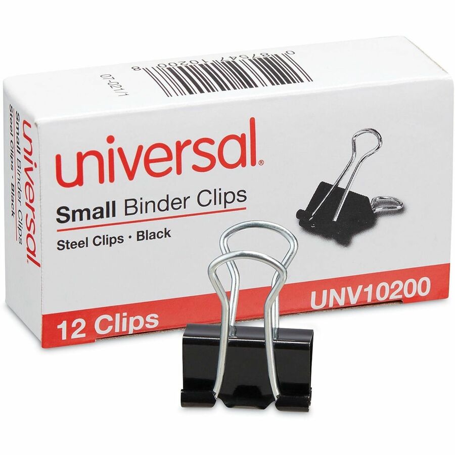Binder Clips, Small, Black/Silver, 12/Box