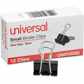 Binder Clips, Small, Black/Silver, 12/Box
