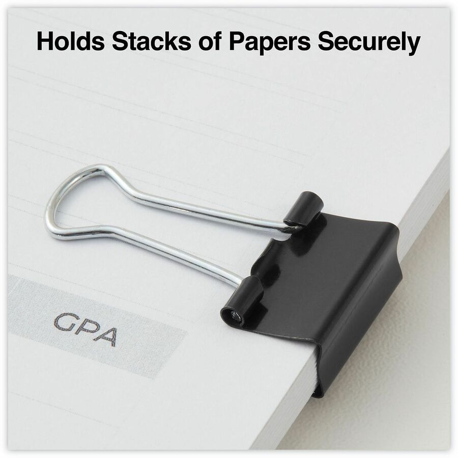 Binder Clips, Small, Black/Silver, 12/Box