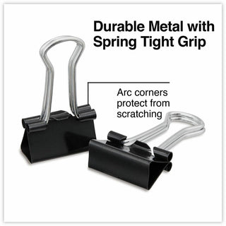 Binder Clips, Small, Black/Silver, 12/Box