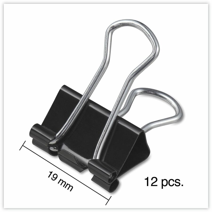 Binder Clips, Small, Black/Silver, 12/Box