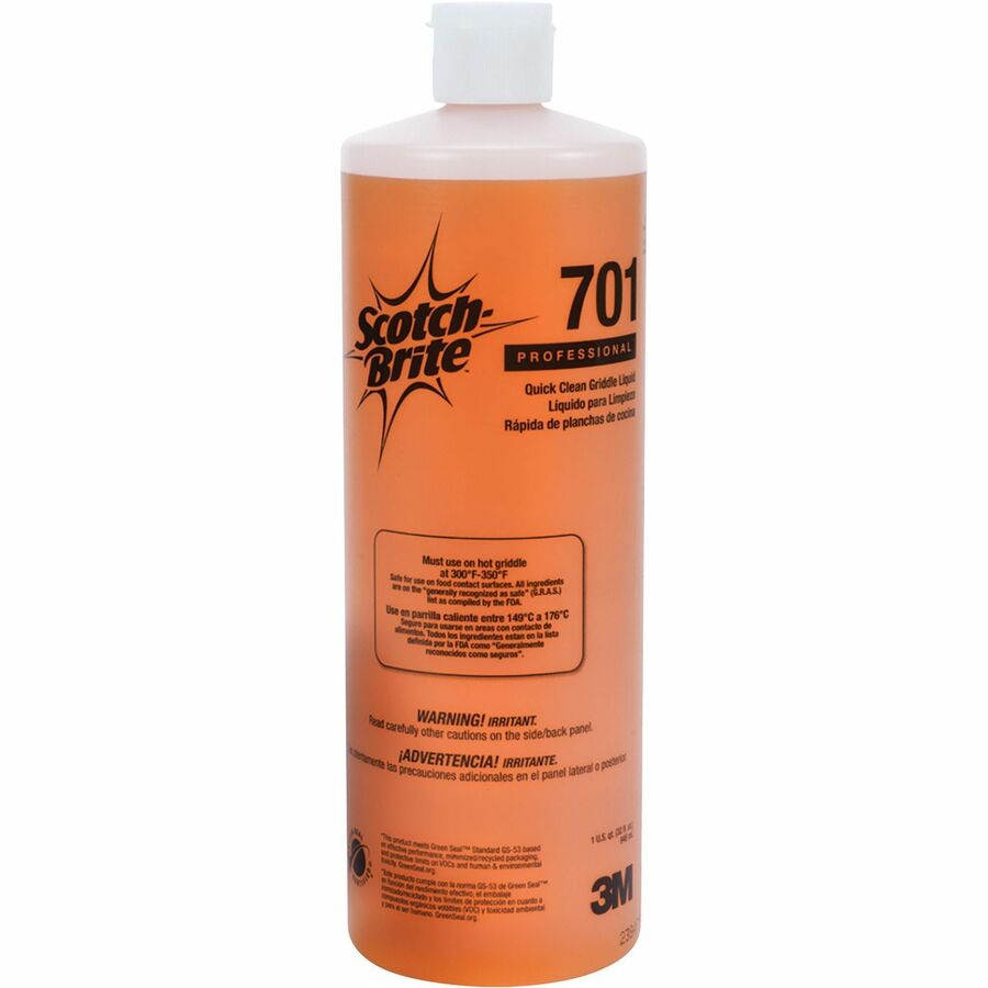 Scotch-Brite Quick Clean Griddle Liquid 701 - 32 fl oz (1 quart)Bottle - 4 / Carton - Caustic-free, Odor-free - Orange - 2