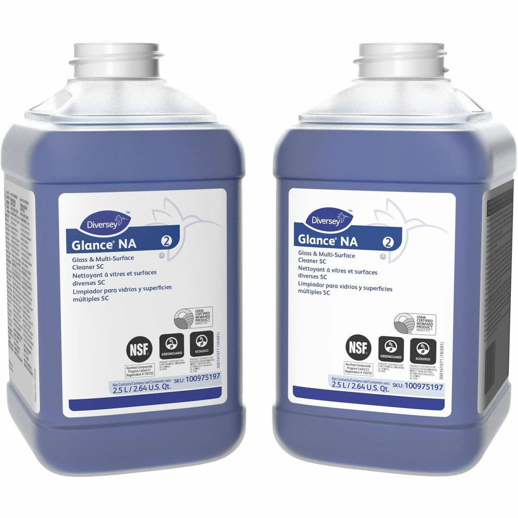 Diversey Glass/Multi-Purpose Cleaner - Concentrate - 84.5 fl oz (2.6 quart) - 2 / Carton - Non Ammoniated, Streak-free, Quick Drying, Non-smearing, Fragrance-free, Dilutable, Odorless, Kosher - Blue