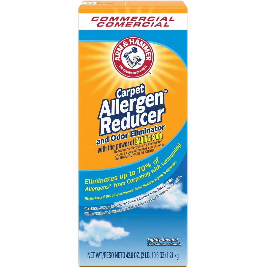 Arm & Hammer Commercial Carpet Allergen Reducer - Concentrate - 42.60 oz (2.66 lb) - 9 / Carton - Light Scent - White