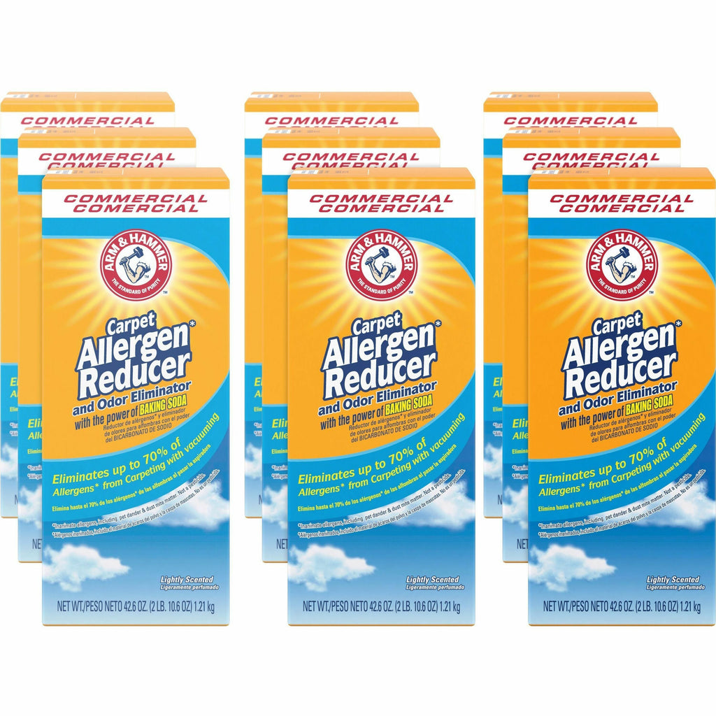 Arm & Hammer Commercial Carpet Allergen Reducer - Concentrate - 42.60 oz (2.66 lb) - 9 / Carton - Light Scent - White
