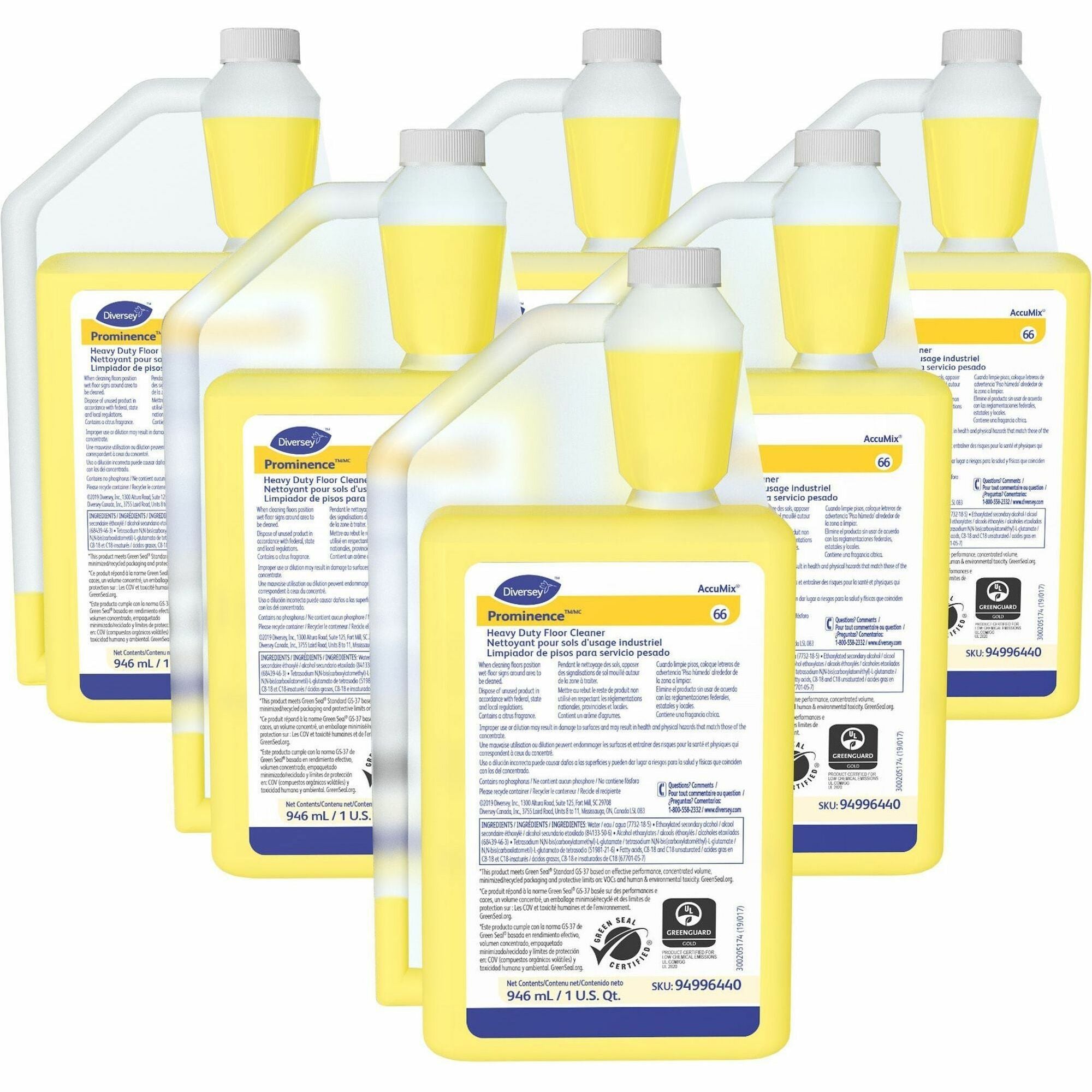 diversey-prominence-heavy-duty-floor-cleaner-concentrate-32-fl-oz-1-quart-citrus-scent-6-carton-heavy-duty-film-free-rinse-free-ph-neutral-dilutable-yellow_dvo94996440ct - 1