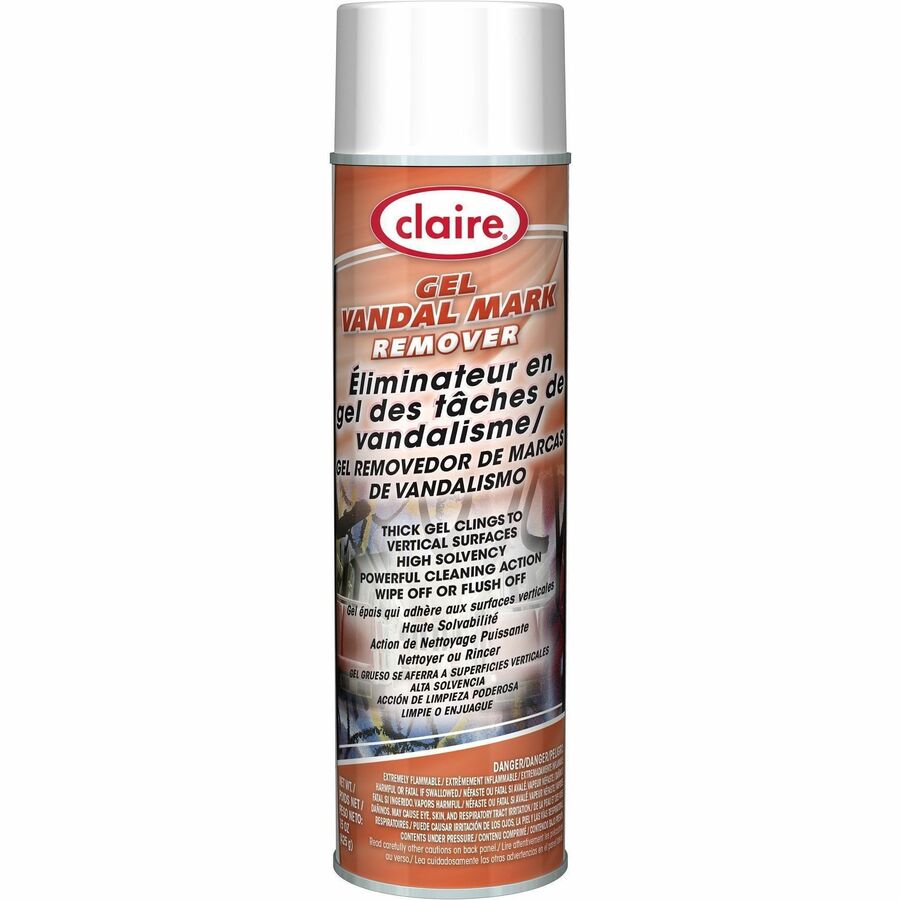 Claire Gel Vandal Mark Remover - 15 oz (0.94 lb) - 12 / Carton - Easy to Use - Knockout Orange