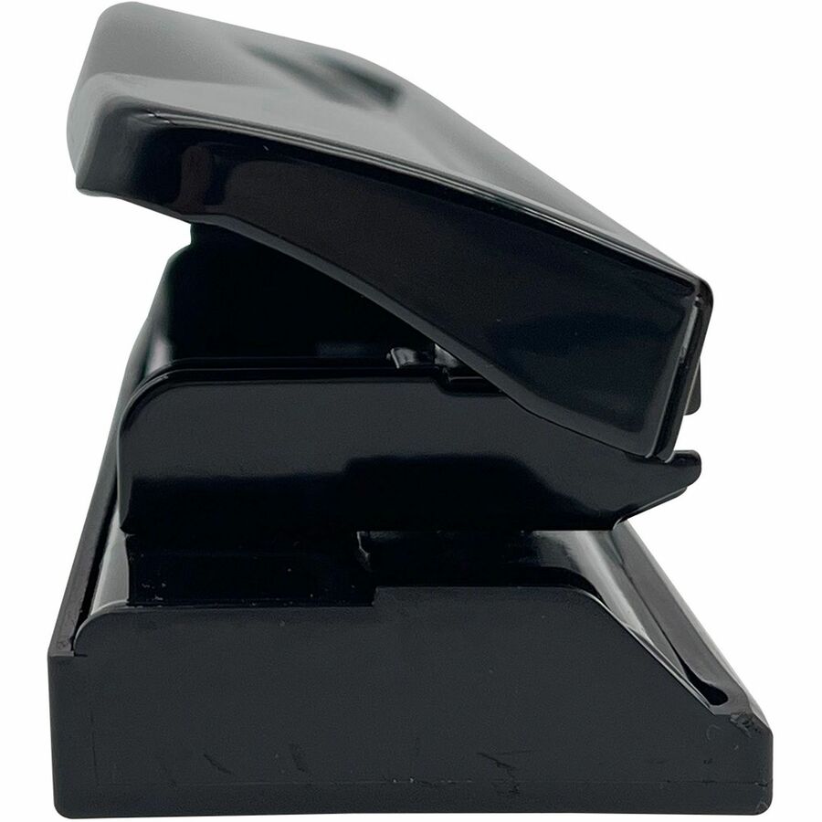 Business Source Nonadjustable 3-Hole Punch - 10 Sheet - 1/4" Punch Size - Round Shape - Black