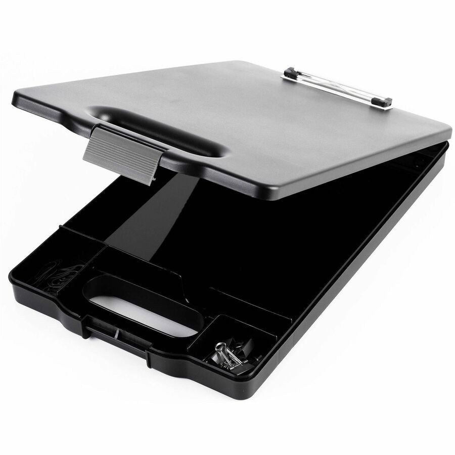 Business Source Storage Clipboard - Storage for 200 Sheet - Black - 1 Each