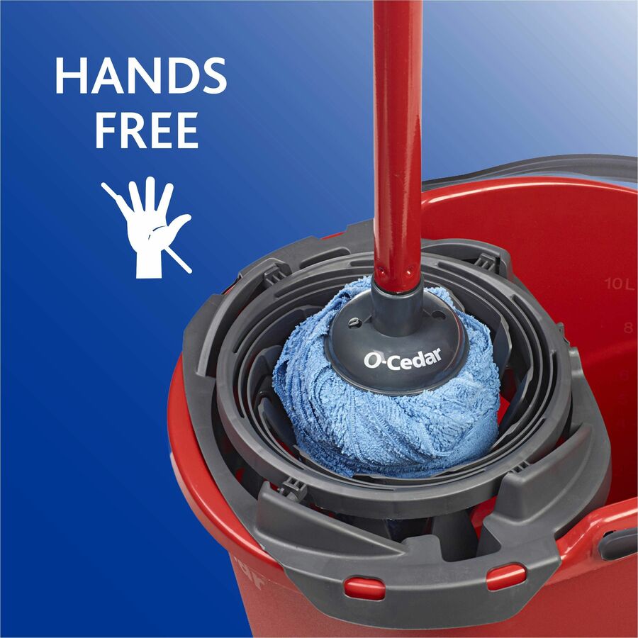O-Cedar QuickWring Bucket - 2.50 gal - Handle, Wringer - Red, Gray - 1 Each