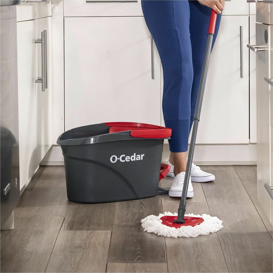 O-Cedar EasyWring Spin Mop & Bucket System - Red, Gray - 1 Each