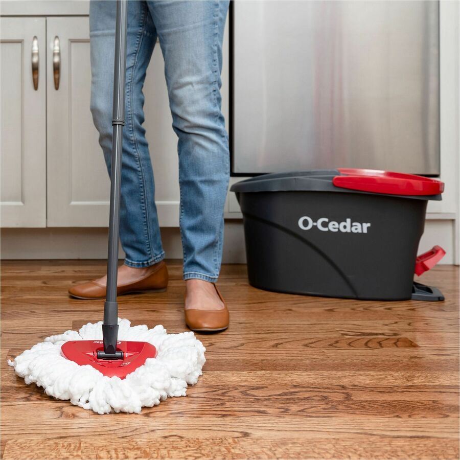 O-Cedar EasyWring Spin Mop & Bucket System - Red, Gray - 1 Each