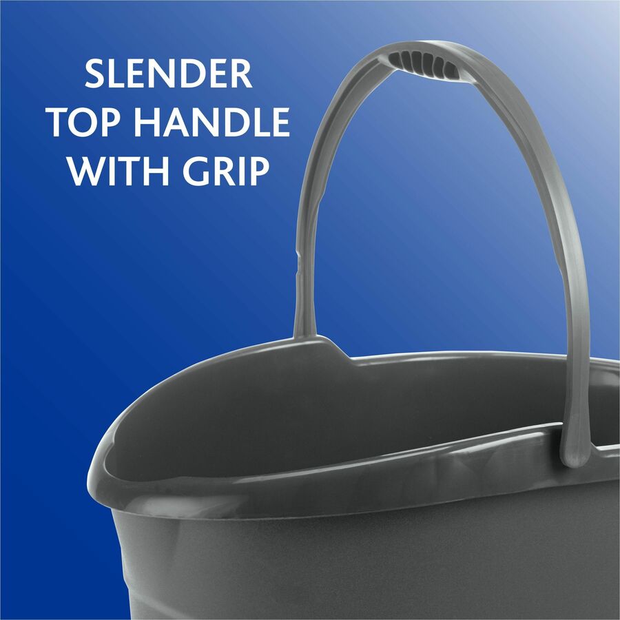 O-Cedar Easy Pour Bucket - 3 gal - Splash Resistant, Durable, Handle - Plastic - Gray - 1 Each