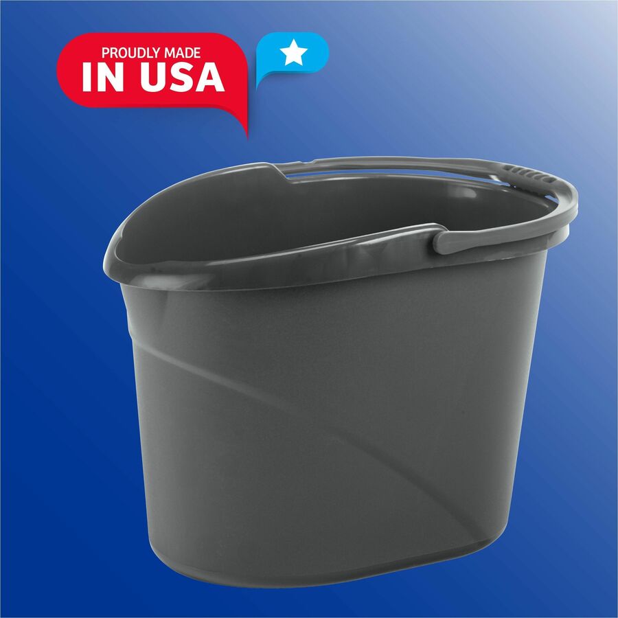 O-Cedar Easy Pour Bucket - 3 gal - Splash Resistant, Durable, Handle - Plastic - Gray - 1 Each