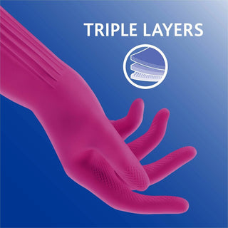O-Cedar Playtex Living Gloves - Chemical, Bacteria Protection - Small Size - Latex, Neoprene, Nitrile - Pink - Anti-microbial, Reusable, Durable, Comfortable, Odor Resistant, Textured Palm, Textured Fingertip - For Household, Cleaning - 2 / Pair - 14
