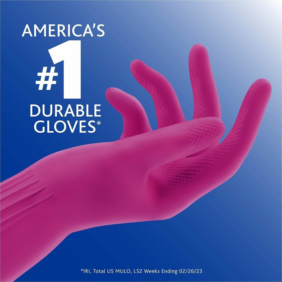 O-Cedar Playtex Living Gloves - Chemical, Bacteria Protection - Large Size - Latex, Neoprene, Nitrile - Pink - Anti-microbial, Reusable, Durable, Comfortable, Odor Resistant, Textured Palm, Textured Fingertip - For Household, Cleaning - 2 / Pair - 14