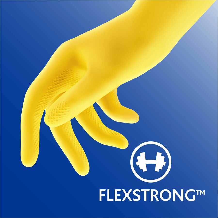 O-Cedar Playtex Handsaver Gloves - Hot Water, Chemical Protection - Medium Size - Latex, Nitrile, Neoprene - Yellow - Long Lasting, Durable, Anti-microbial, Odor Resistant, Comfortable, Textured Fingertip, Textured Palm, Reusable - For Household, Cle