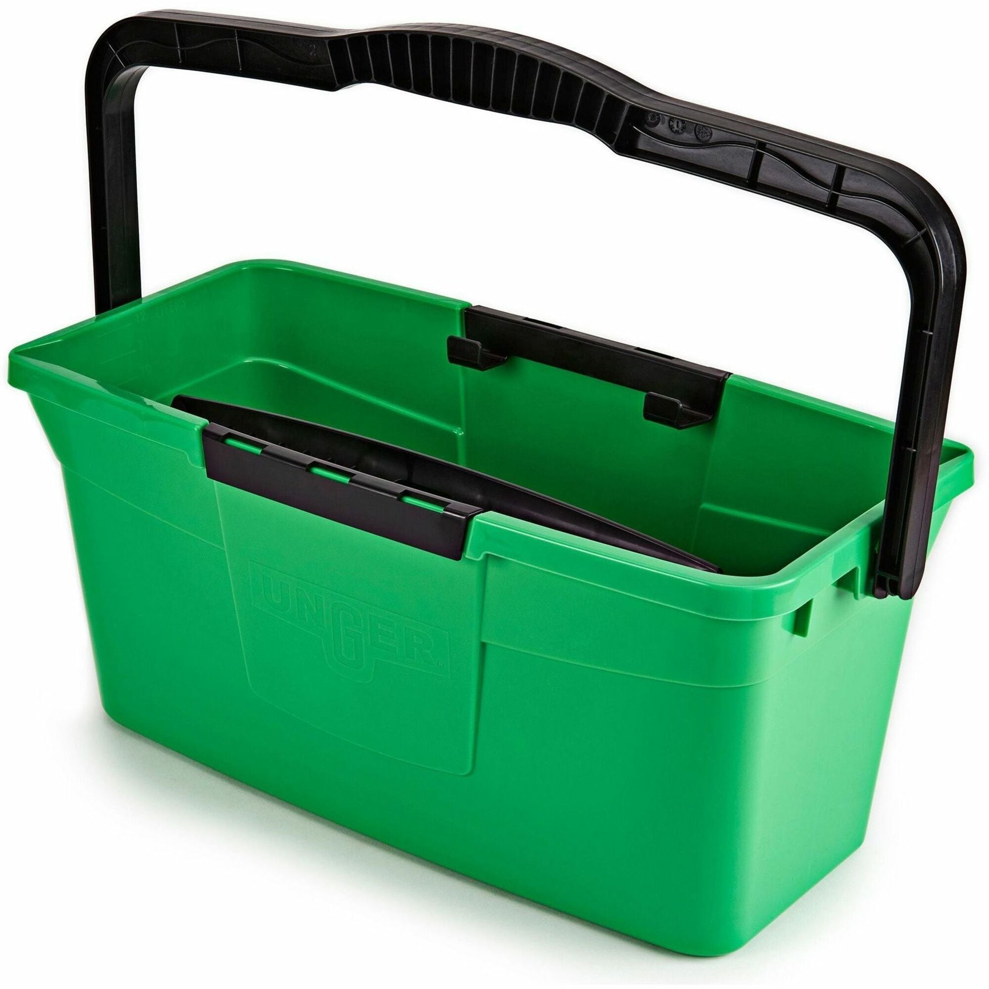 Unger 3 Gallon Pro Bucket - 3 gal - Compact, Ergonomic Grip, Durable, Comfortable Handle, Pour Spout - Green, Black - 10 / Carton