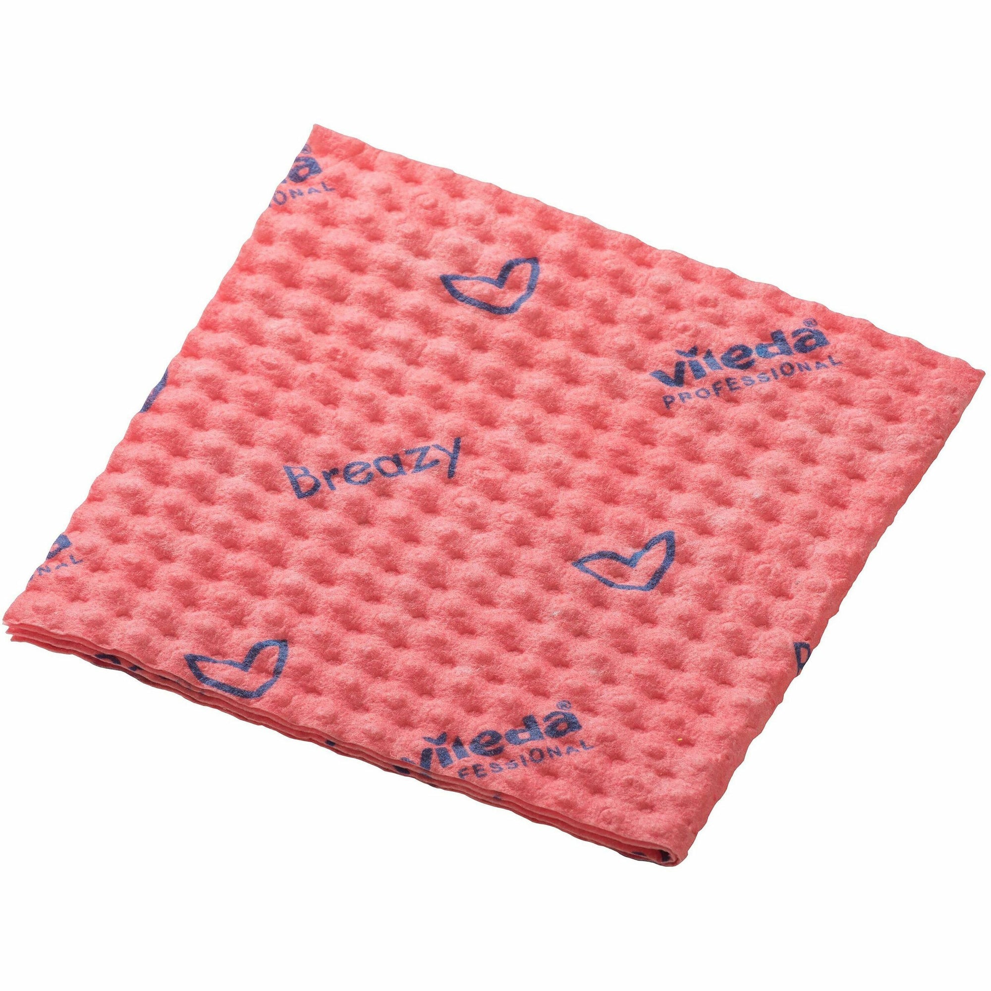 Vileda Professional Breazy Microfiber Cloths - 13.78" Length x 13.78" Width - 25 / Pack - Washable, Hygienic - Red