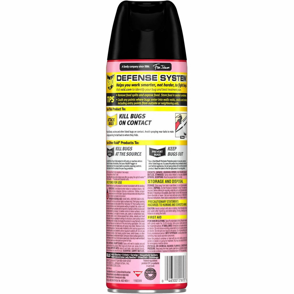 Raid Ant & Roach Killer Spray - Spray - Kills Cockroaches, Ants, Silverfish, Water Bugs, Palmetto Bug, Carpet Beetle, Earwig, Spider, Lady Beetle, Black Widow Spider, Crickets, ... - 1.09 lb - Clear - 12 / Carton - 4