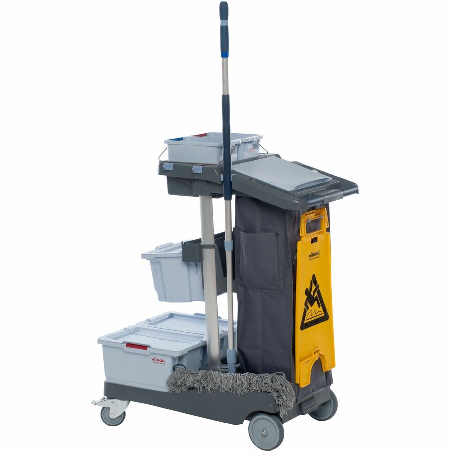 Vileda Professional VoleoPro Cart - 4 Casters - Plastic, Aluminum, Anodized Aluminum, Steel - x 4.8" Width x 8" Depth x 17.8" Height - Gray - 1 Each - 5