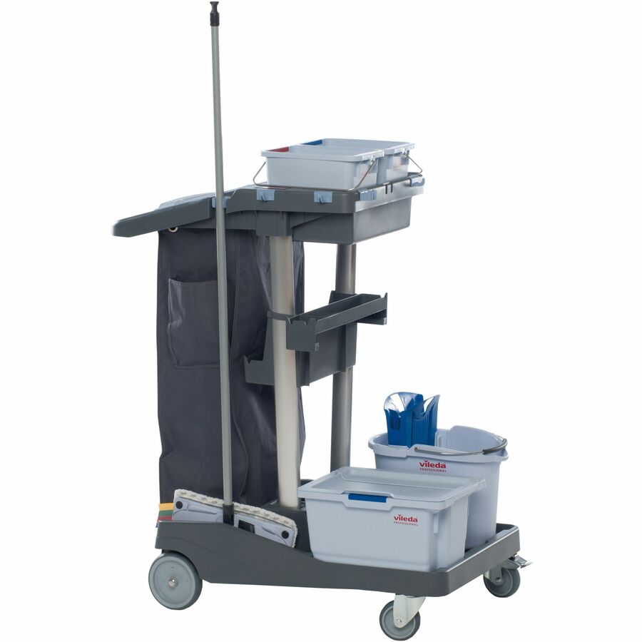 Vileda Professional VoleoPro Cart - 4 Casters - Plastic, Aluminum, Anodized Aluminum, Steel - x 4.8" Width x 8" Depth x 17.8" Height - Gray - 1 Each