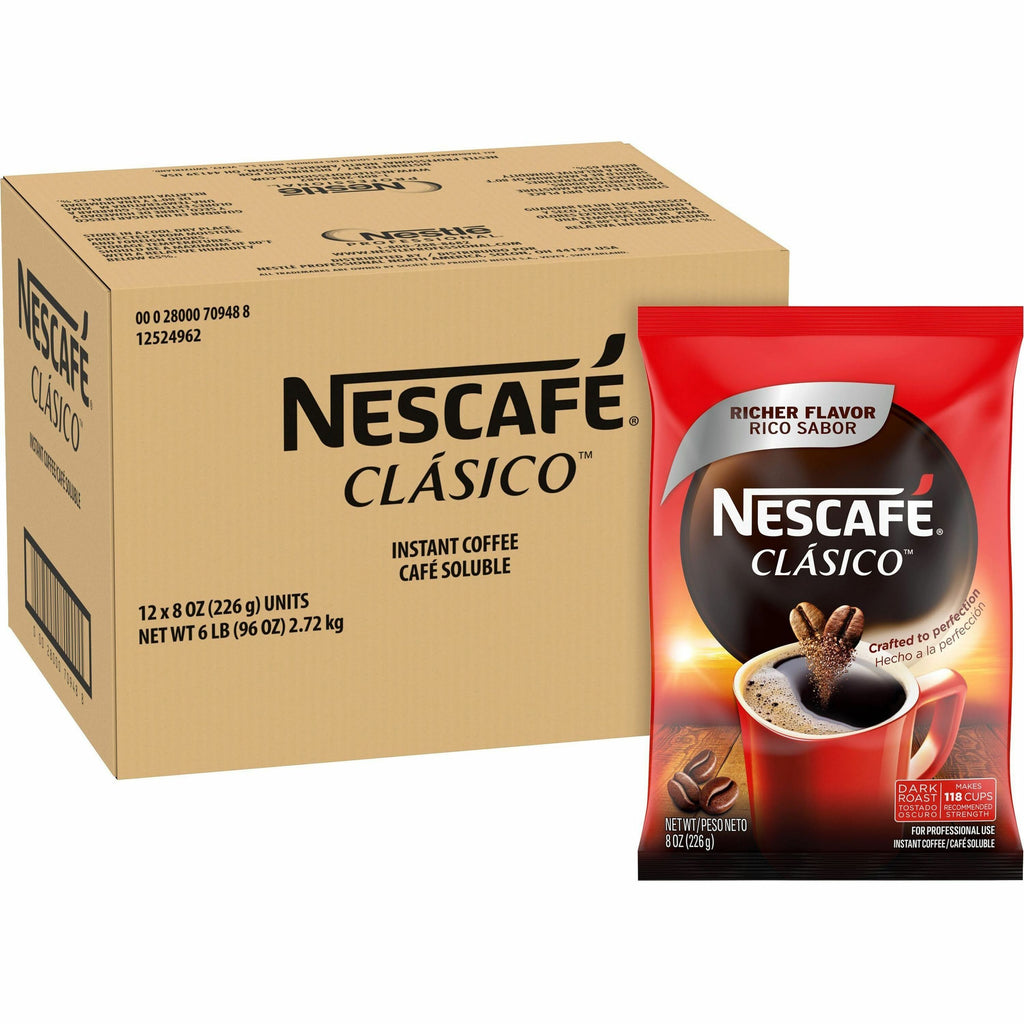 nescafe-clasico-dark-roast-instant-coffee-dark-128-oz-12-carton_nes70948 - 1