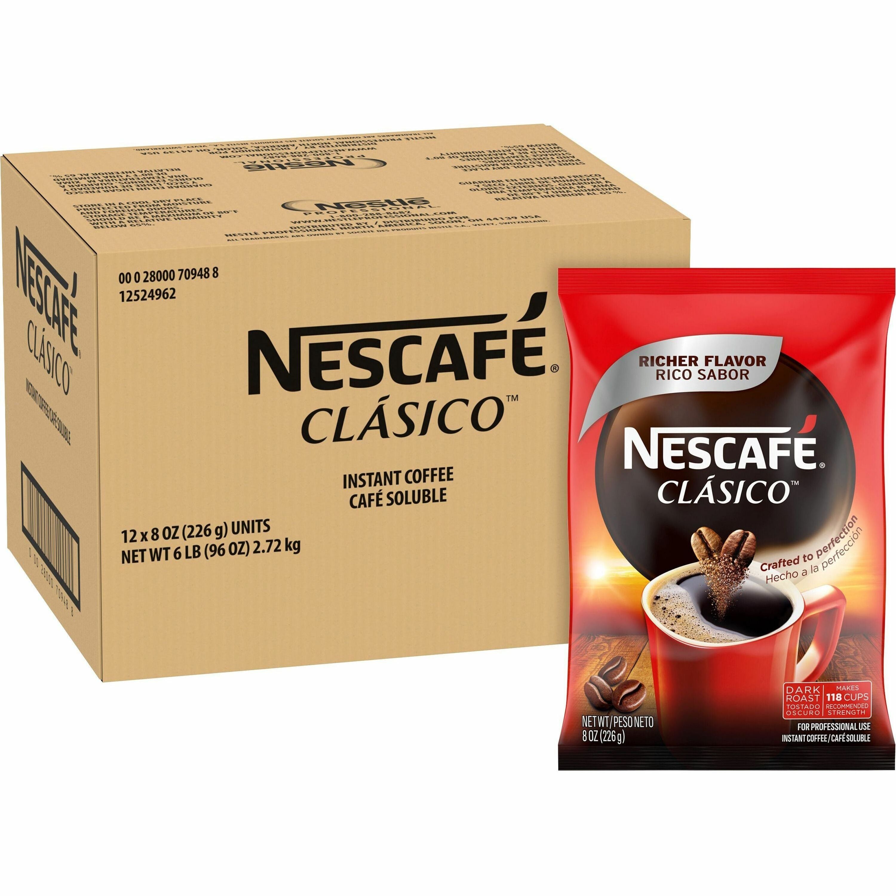 nescafe-clasico-dark-roast-instant-coffee-dark-128-oz-12-carton_nes70948 - 1