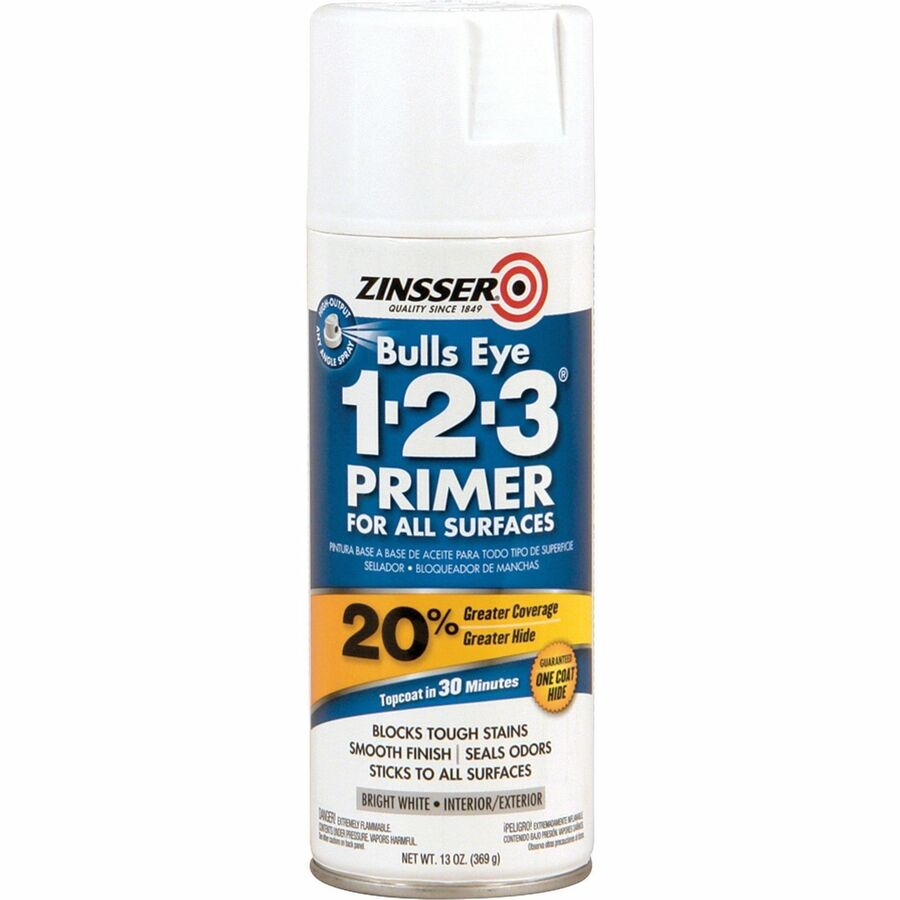 Rust-Oleum Bulls Eye 1-2-3 Water-Based Primer - 13 fl oz - 6 / Carton - White