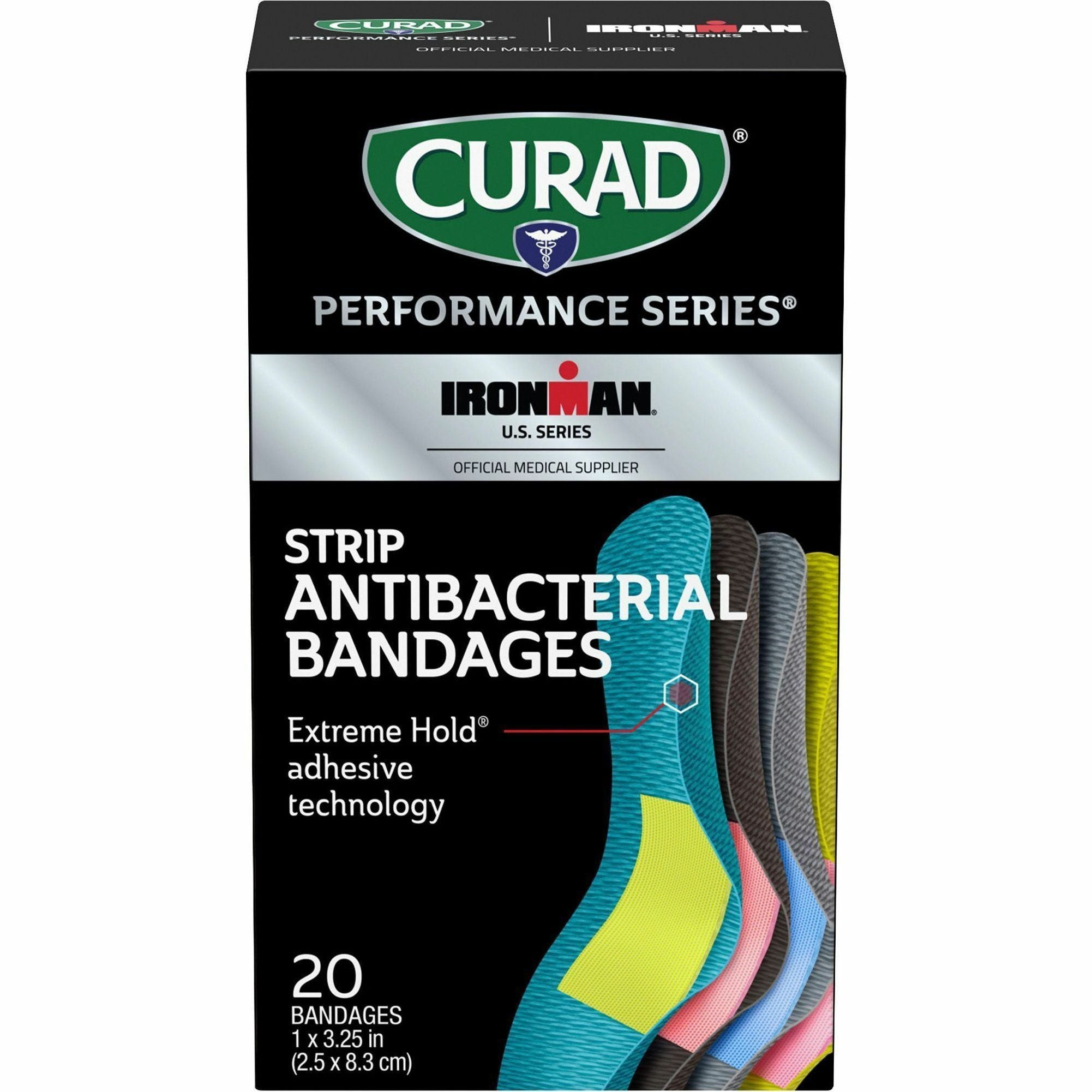 Curad Strip Antibacterial Ironman Bandages - 1" x 3.25" - 1Box - Assorted - Fabric - 2